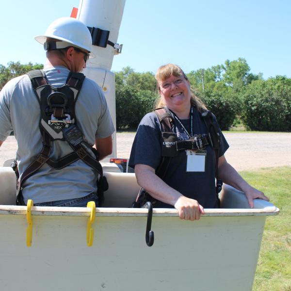 Kristi bucket truck ride